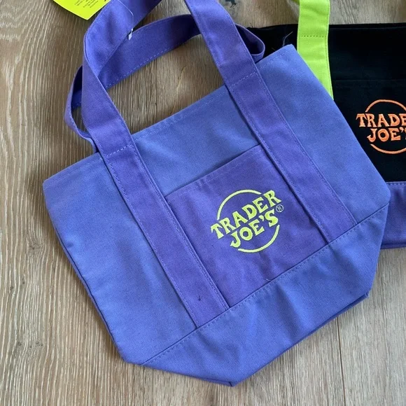 Trader Joe's Halloween Purple And Black Green Mini Tote Bag - Picture 5 of 7
